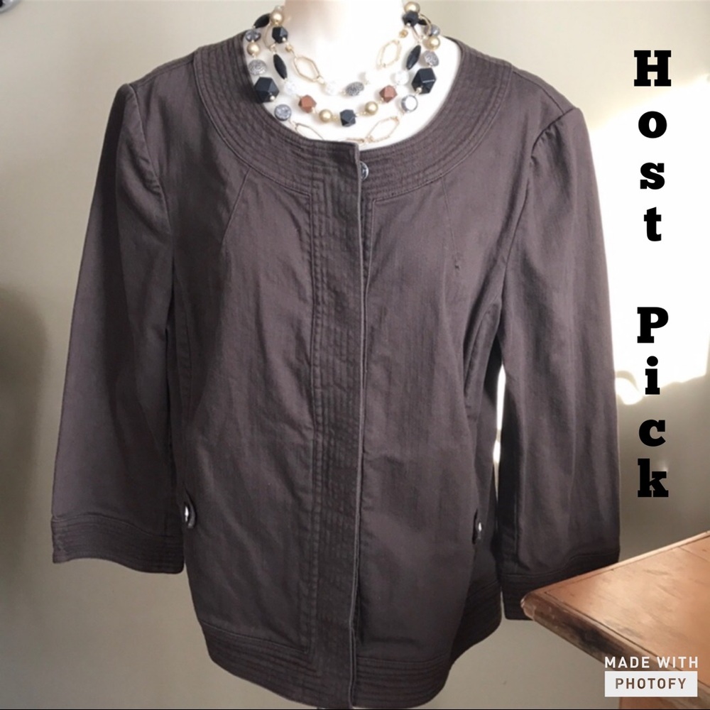 TALBOTS DK BROWN STRETCH JACKET- EUC